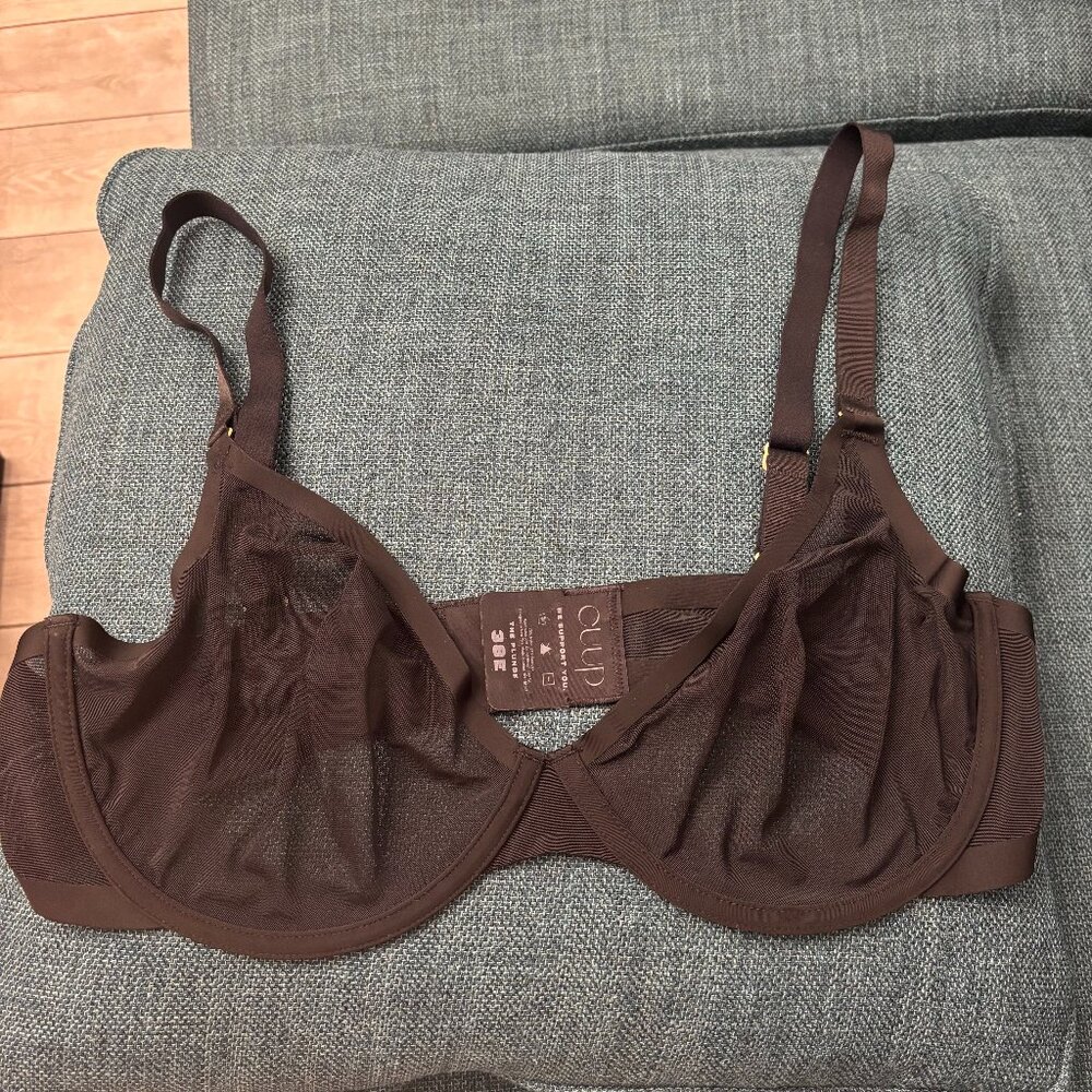 Cuup The Plunge Mesh Underwire Black Bra 38E 38DD 38 E DD